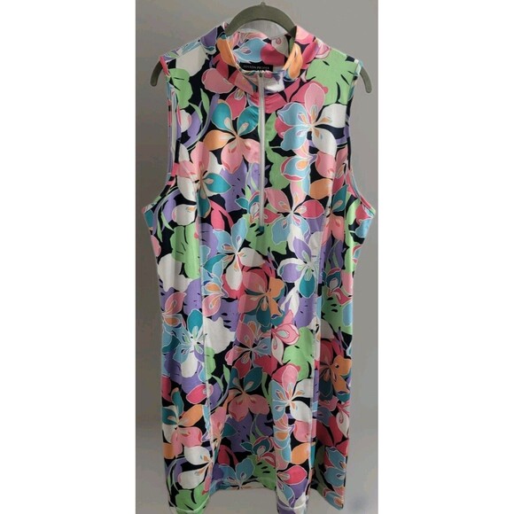 Boston Proper B-Active Bright Abstract Print Short Sport Dress Multi Sz XL